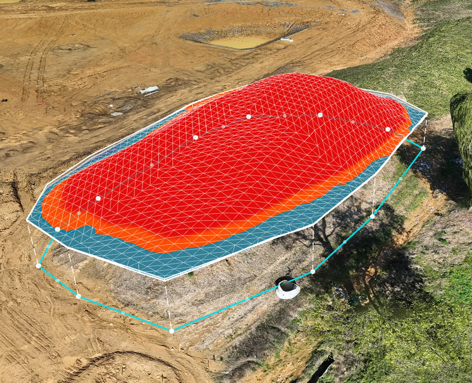 Stockpile volumetrics with 3D model overlay